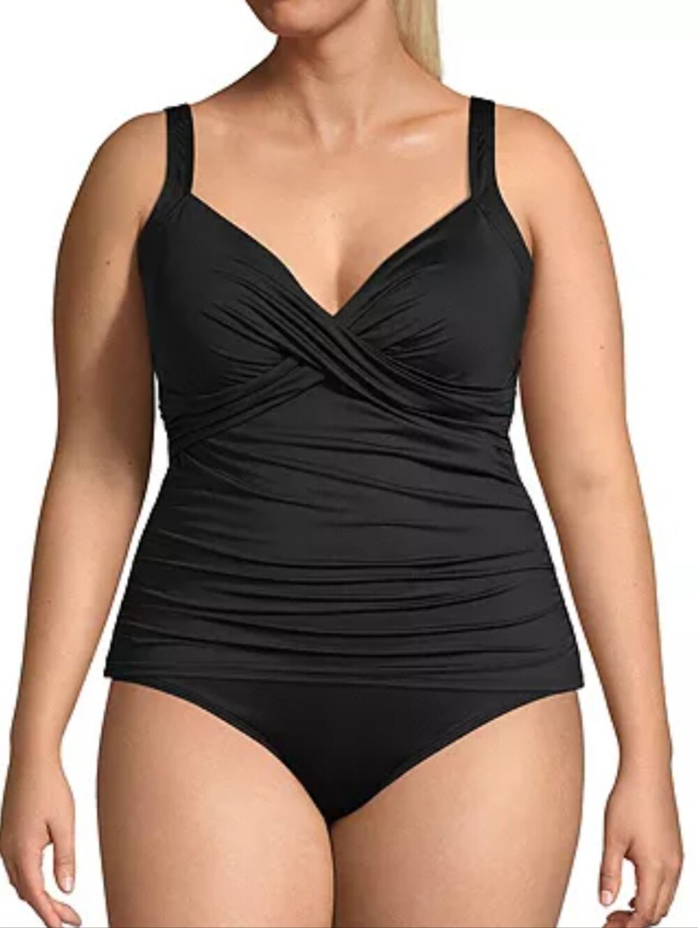 LANDS' END 16 DDD-Cup Sweetheart Wrap Underwire Tankini Top Retsil $85